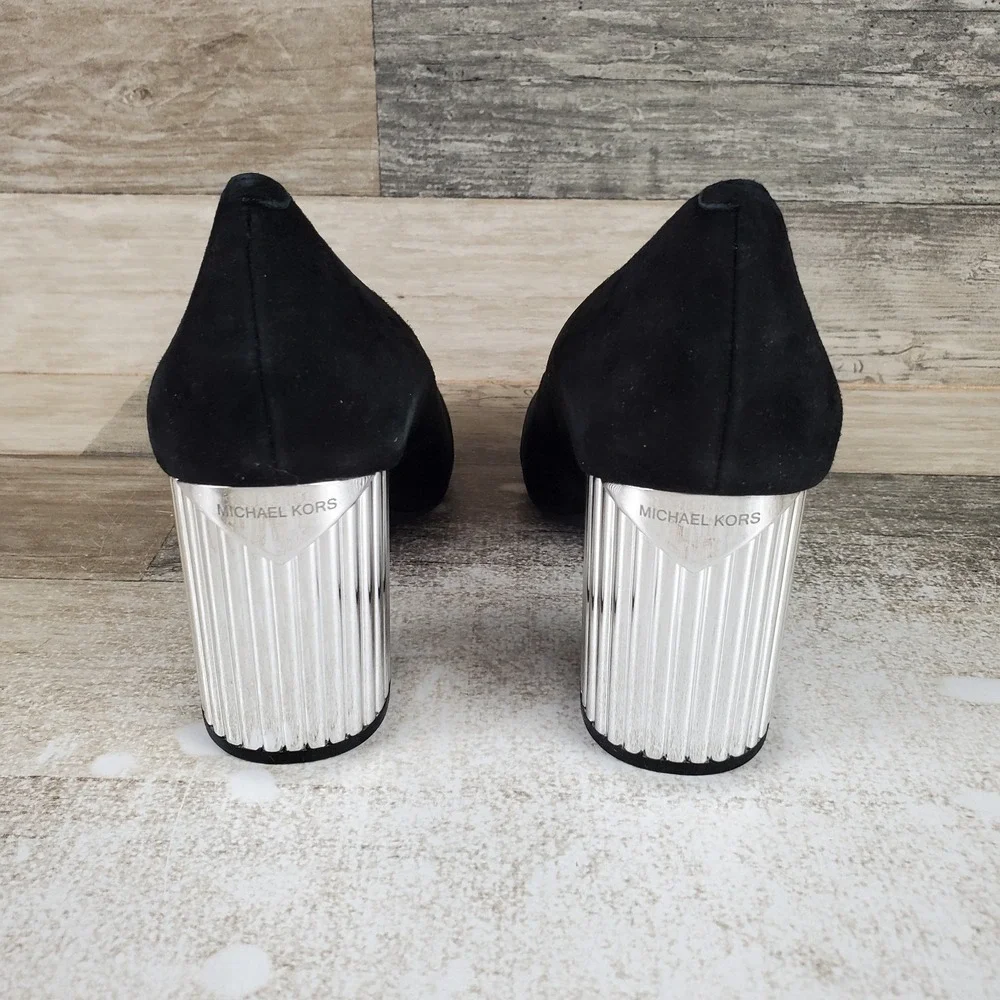 Michael Kors Porter Flex Womens Pumps Sz 6 M Black Slip On Block Heel Heels